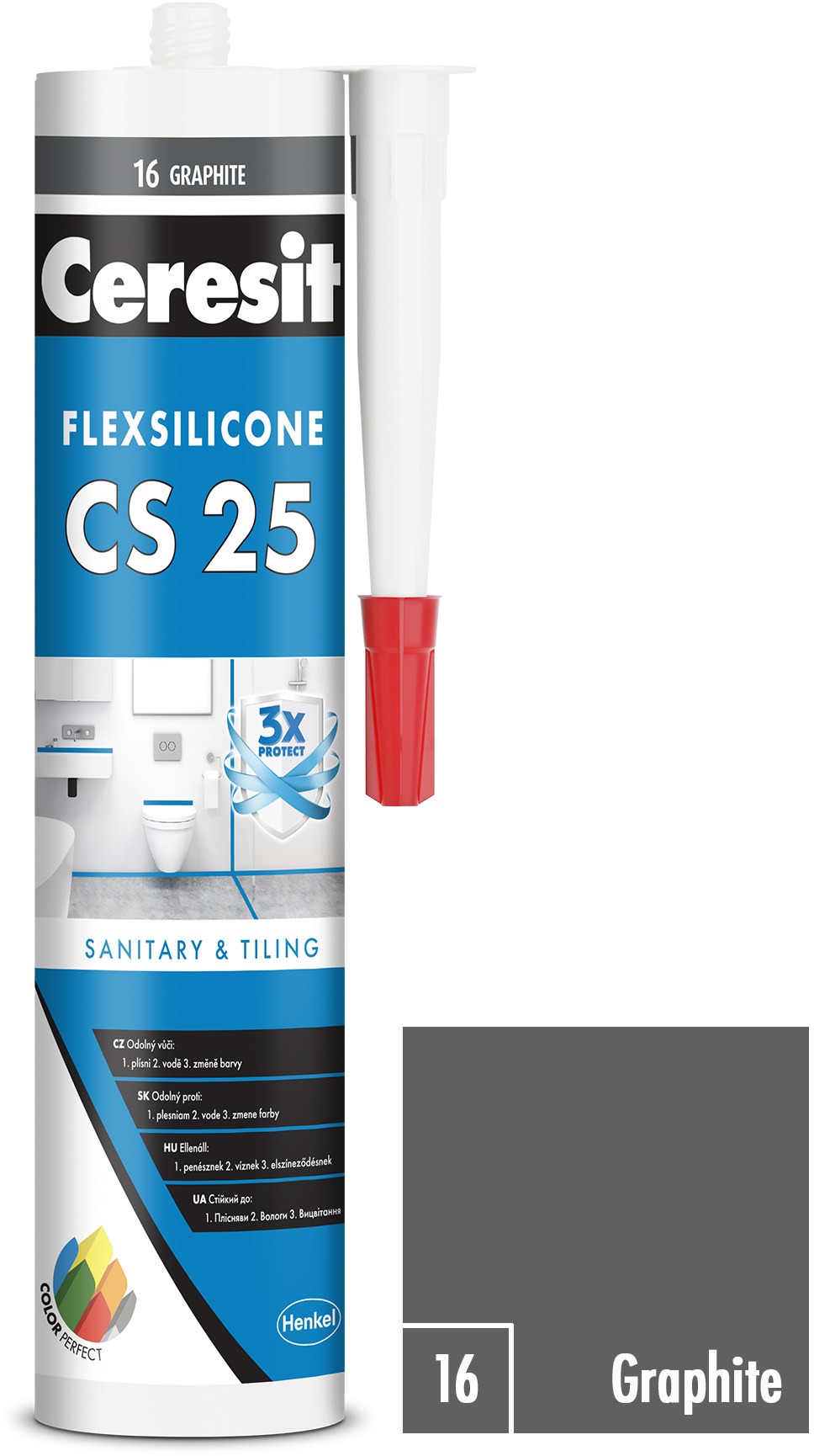 Ceresit – Sanitárny silikón CS 25 graphite, 280 ml