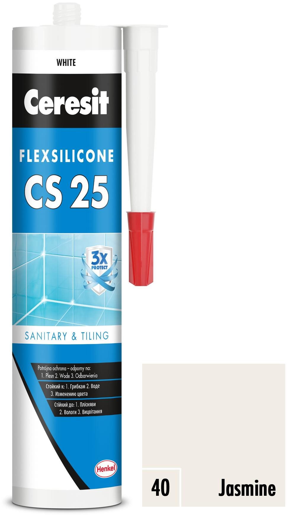 Ceresit – Sanitárny silikón CS 25 jasmine, 280 ml