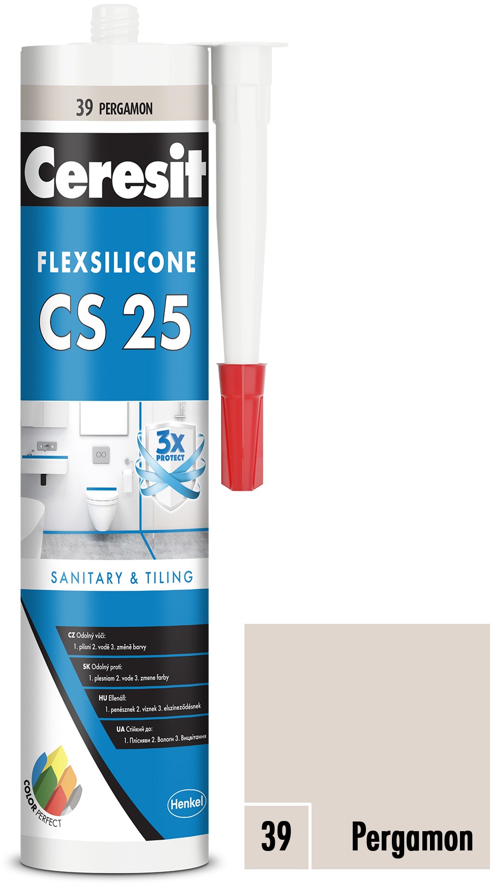 Ceresit – Sanitárny silikón CS 25 pergamon, 280 ml