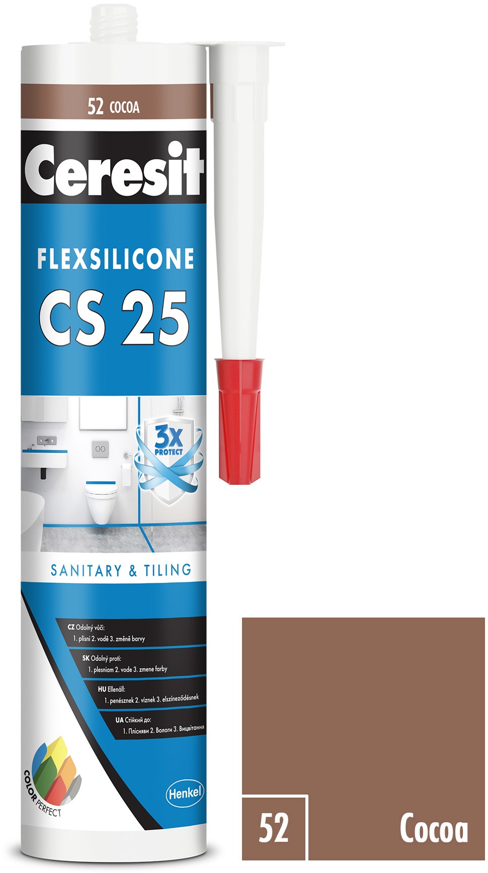 Ceresit Sanitárny silikón CS 25 cocoa, 280 ml