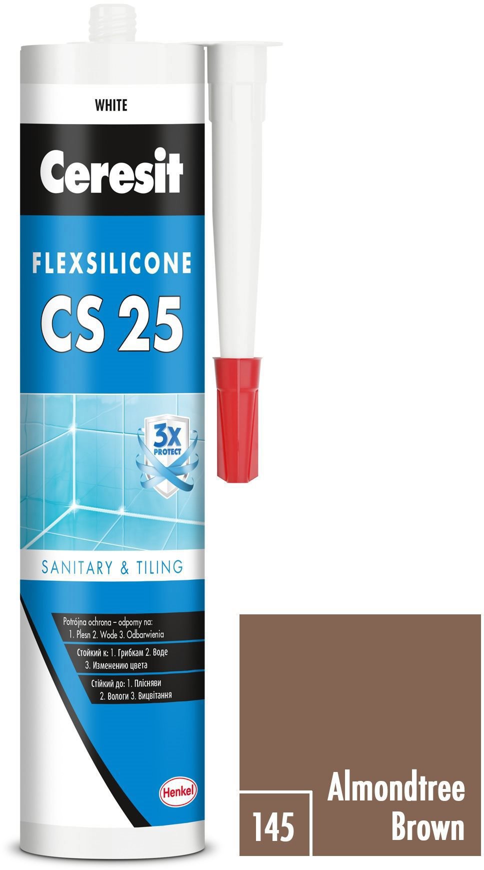 Ceresit Sanitárny silikón CS 25 almond brown, 280 ml