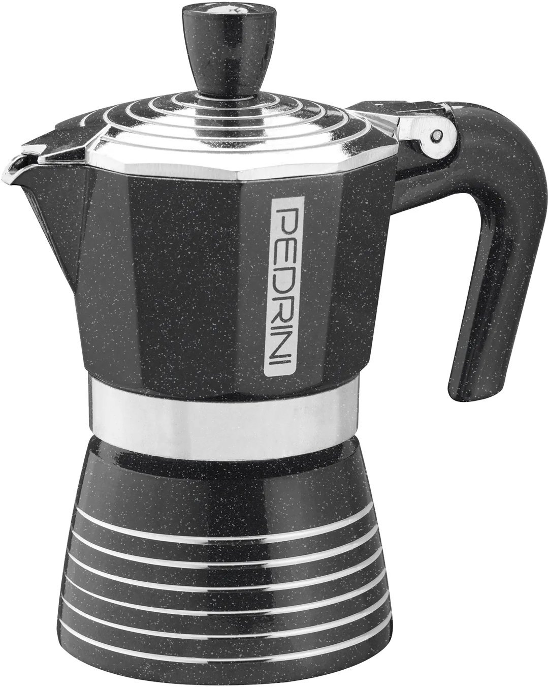 PEDRINI INFINITI ROCK Moka kanvička leštené prúžky 2 porcie čierna 100 ml