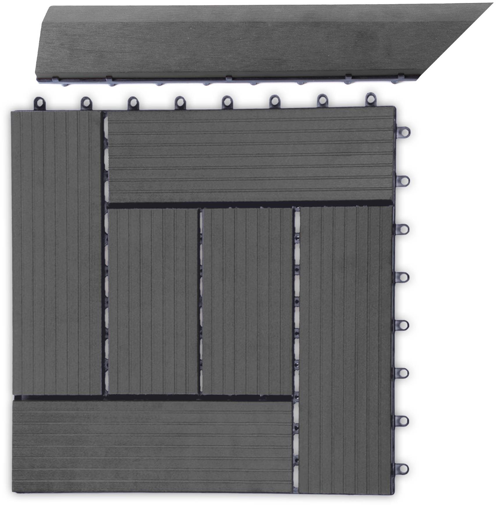G21 Prechodová lišta pre dlaždice WPC, Eben 38,5 × 7,5 cm rohová (ľavá)