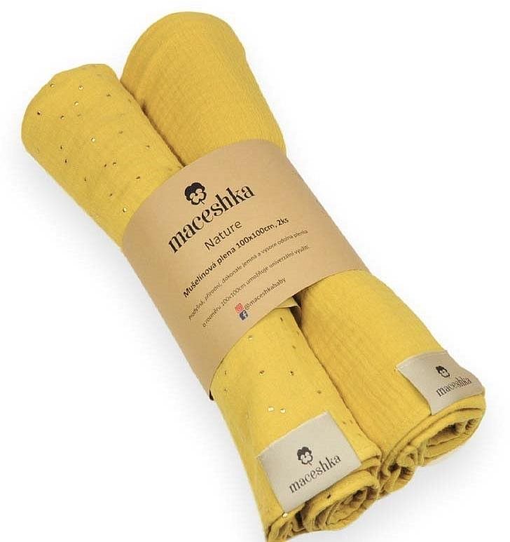 Maceshka Mušelínová plienka Nature 2 ks Mimosa zlatá bodka+ mimosa