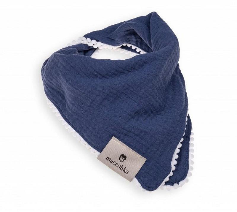 Maceshka Podbradník Nature dvojitý s ozdobným okrajom Indigo, brmbolce