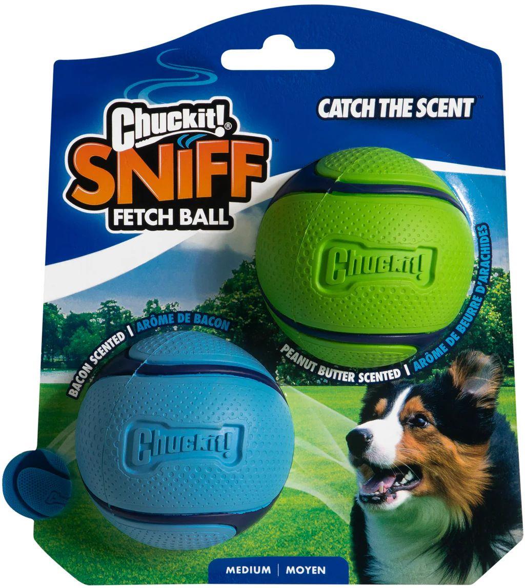 Chuckiť! Sniff Ball Loptičky s vôňou slaniny a arašidového masla 6,5 cm – 2 na karte