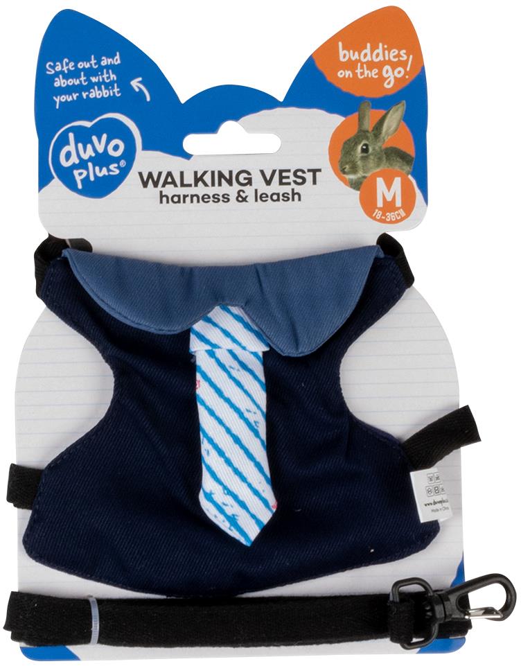 DUVO+ Postroj s vodidlom pre zajaca M, 18 – 36 cm, 175 cm/12 mm, smoking