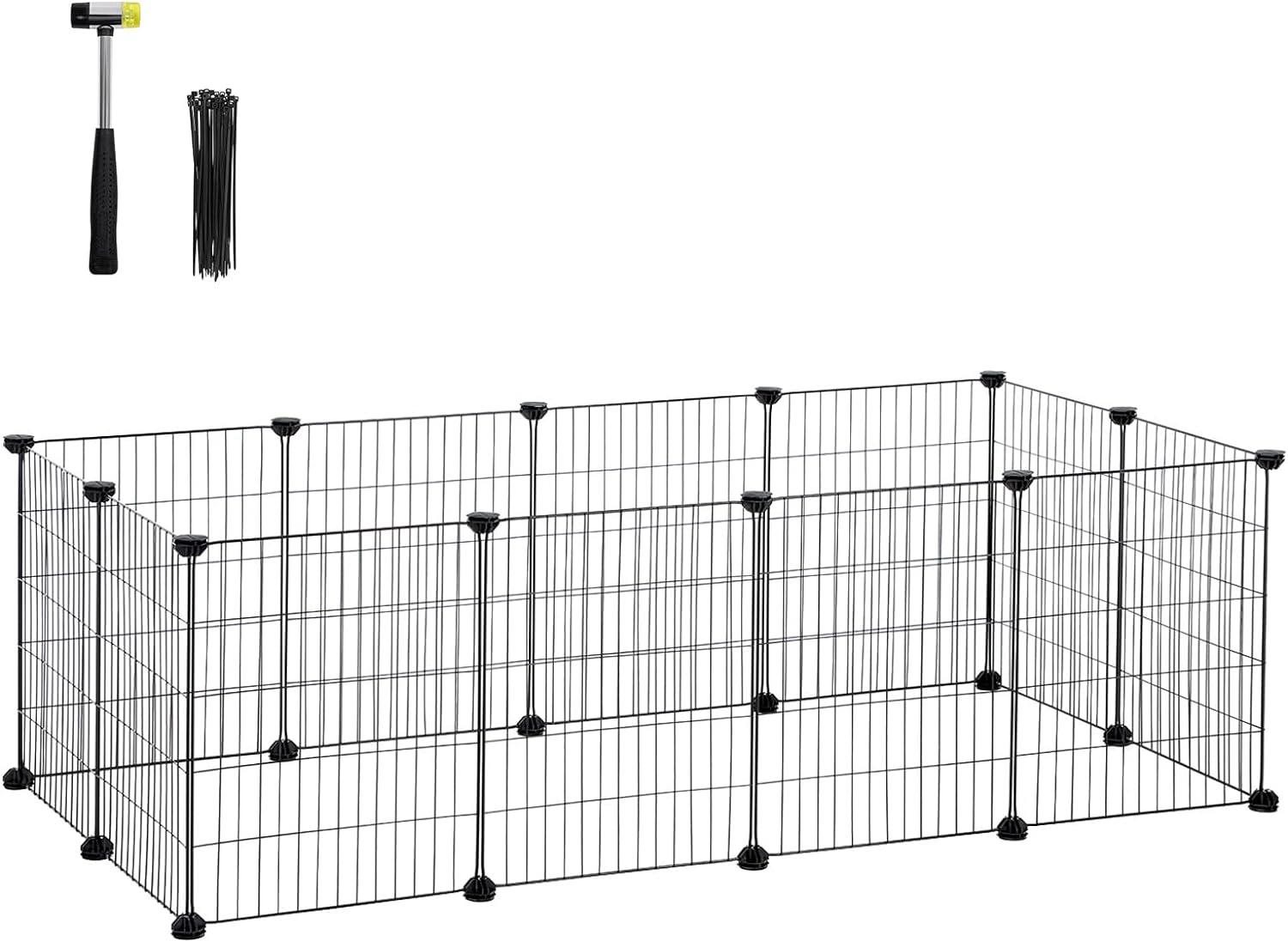 Houseland Ohrádka pre zvieratá Rodrigo 143 cm, čierna