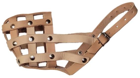 Palkar kožený náhubok pre psy veľ. 4, 32 × 9 cm, prírodný