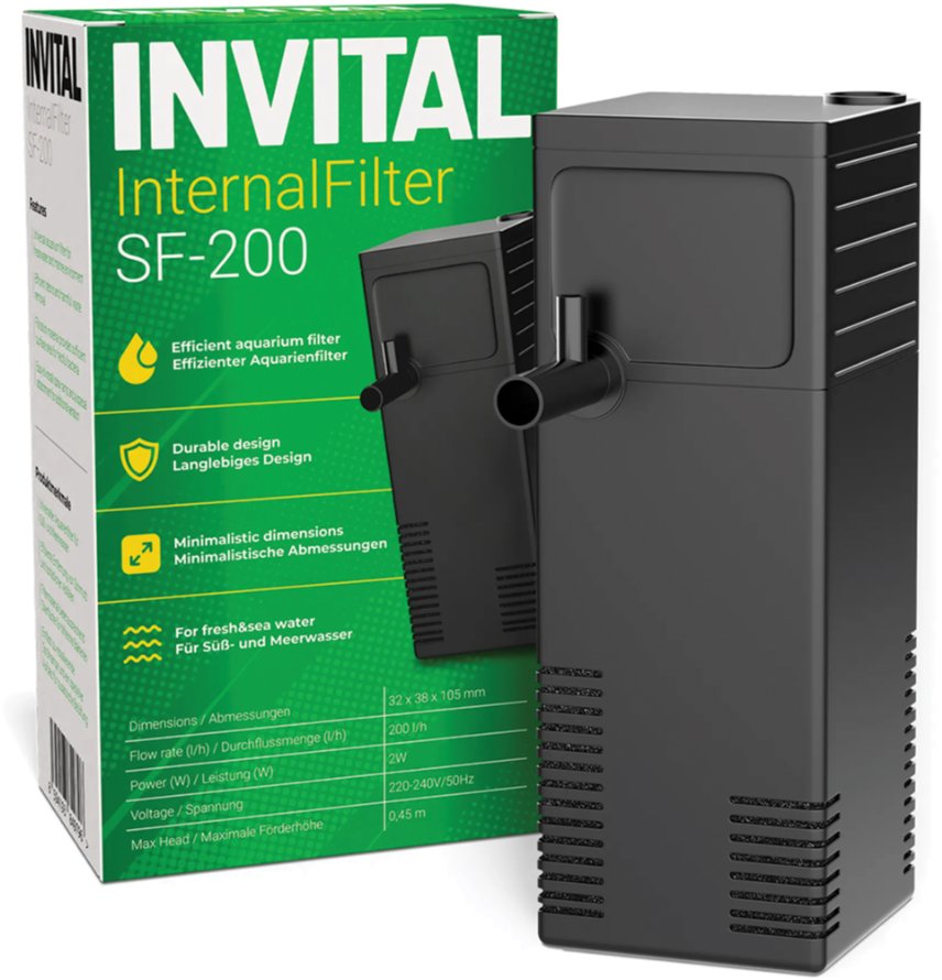 Invital Vnitřní akvarijní filtr s rozstřikovací rampou 200 l/h