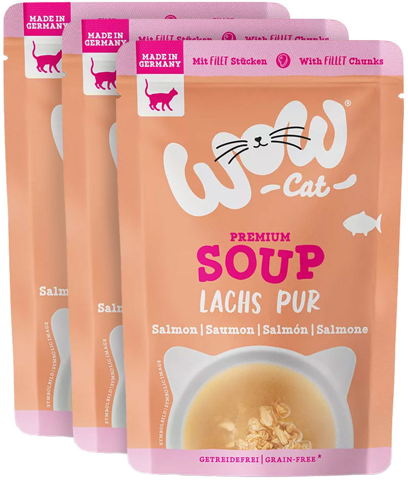 WOW Cat kapsička Soup Lososová polévka Adult 3 × 40 g