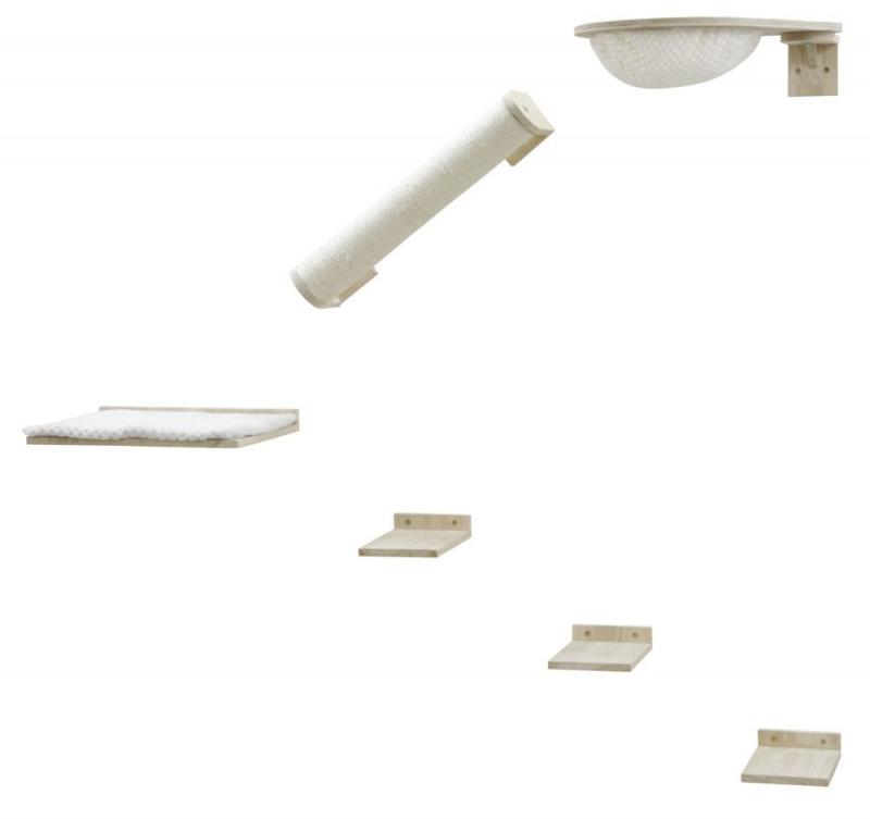 Kerbl Rocky, súprava nástenných poschodí, prírodné/biele, 6 ks