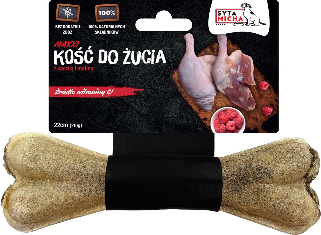 Syta micha maxi kosť s kačicou a malinami 22 cm