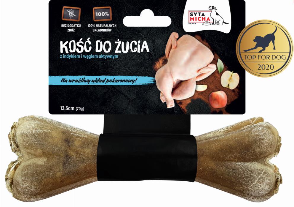 Syta micha Kosť pre citlivé brušká s aktívnym uhlím 13,5 cm