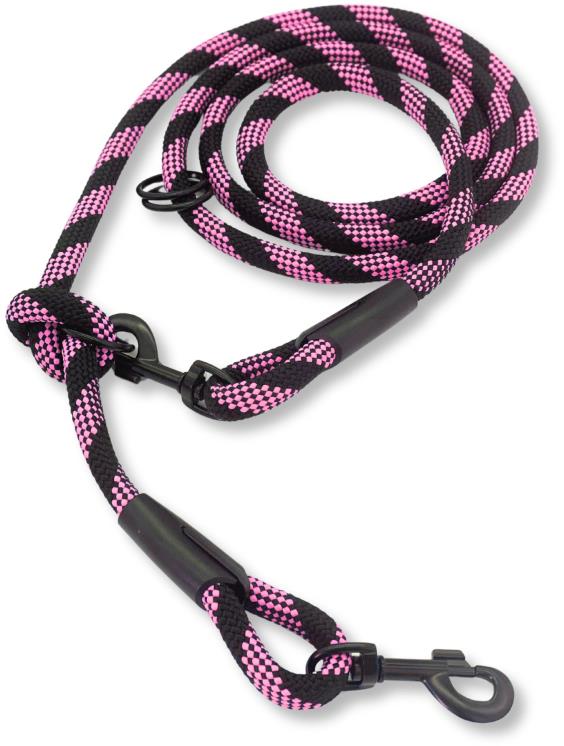 PafDog prepínacie extra pevné nastaviteľné vodidlo 14 mm, 1,5 m, čierno-ružové