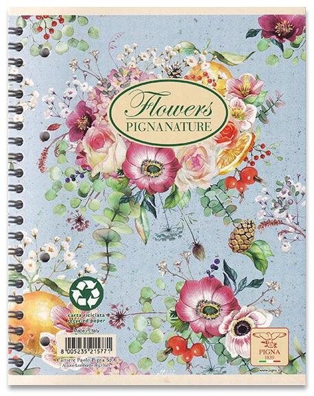 PIGNA Nature Flowers A5 krúžkový, linajkový, mix motívov