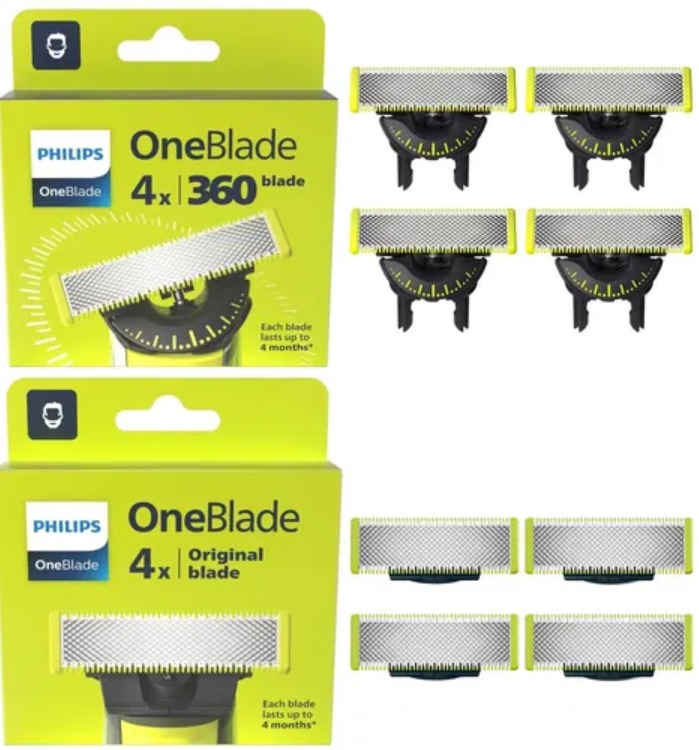 Philips OneBlade QP440/50 360 4 ks + Philips OneBlade QP240/50 4 ks
