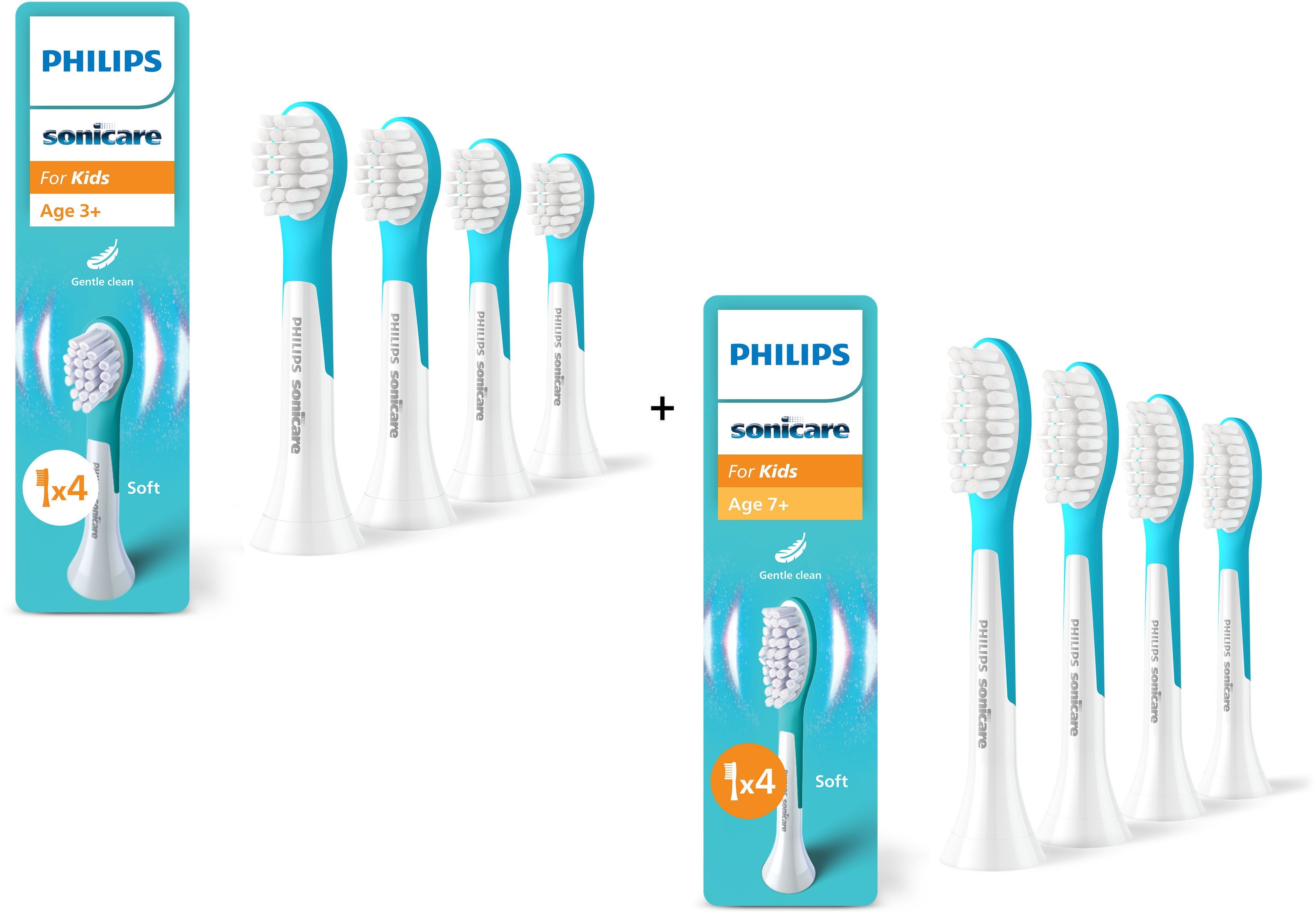 Philips Sonicare for Kids Mini HX6034/90 od 3 rokov 4 ks + Standard HX6044/90 od 7 rokov 4 ks