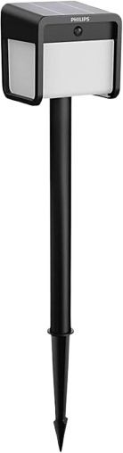 Philips Ezra solárny LED stĺpik so senzorom 1,8 W, 250/25 lm, 3000 K, IP44, hranatý, čierny