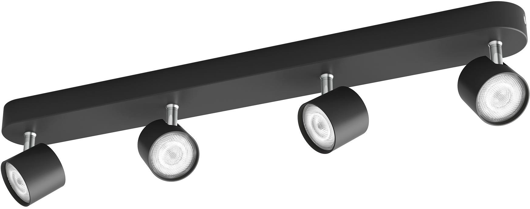 Philips Star bodové LED svietidlo 4× 4,5 W, 2000 lm, 2700 K, IP20, stmievateľné, čierne