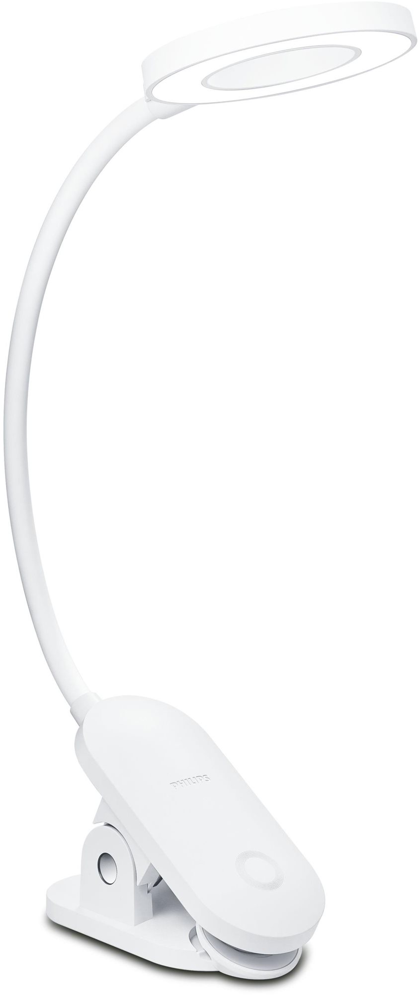 Philips FORYS stolová lampička s klipsou LED 5 W, 200 lm, 4000 K, 36 cm, IP20, biele