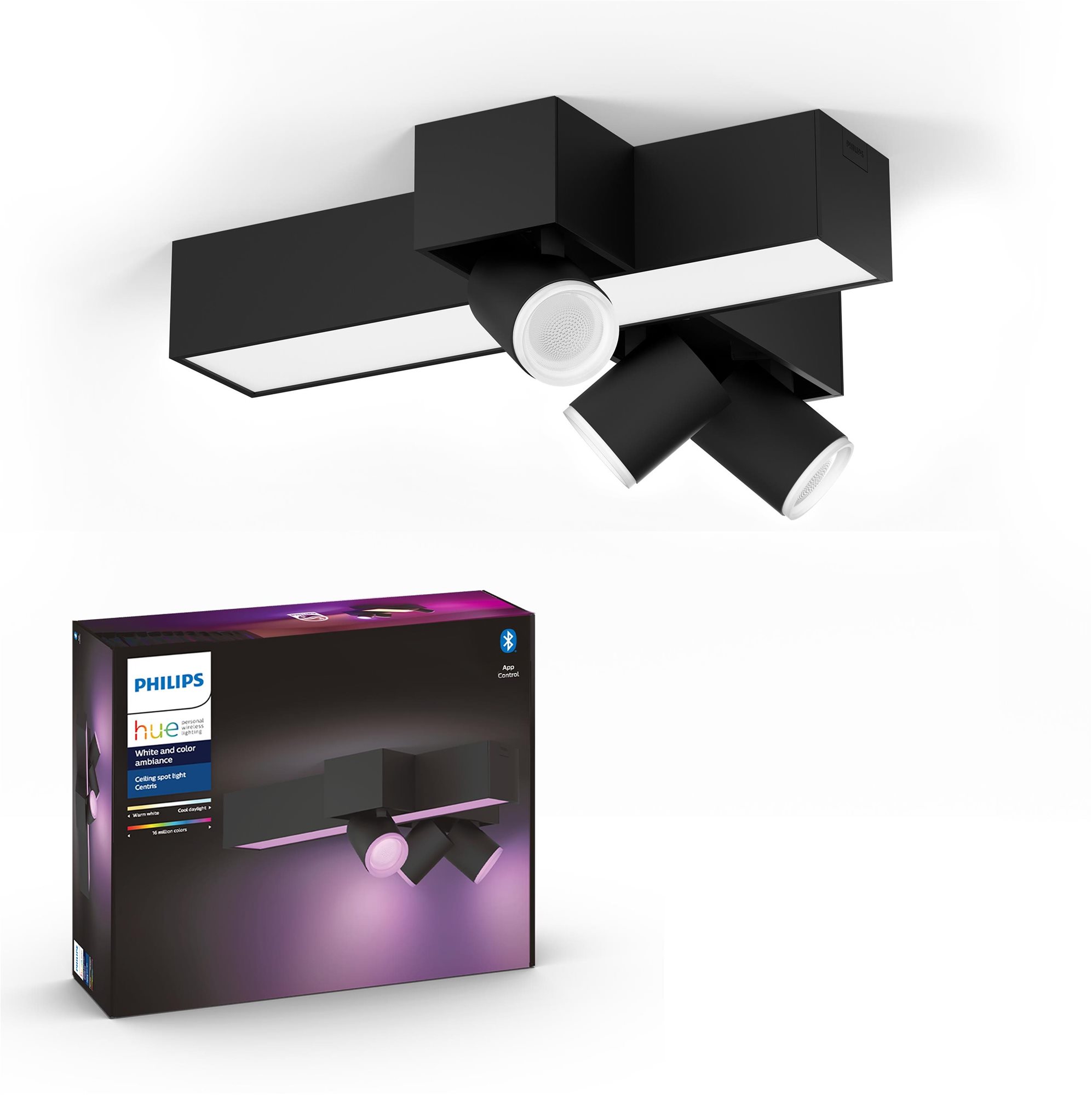 Philips Hue White and Color Ambiance Centris 3L Cross Ceiling Čierna 50608/30/P7