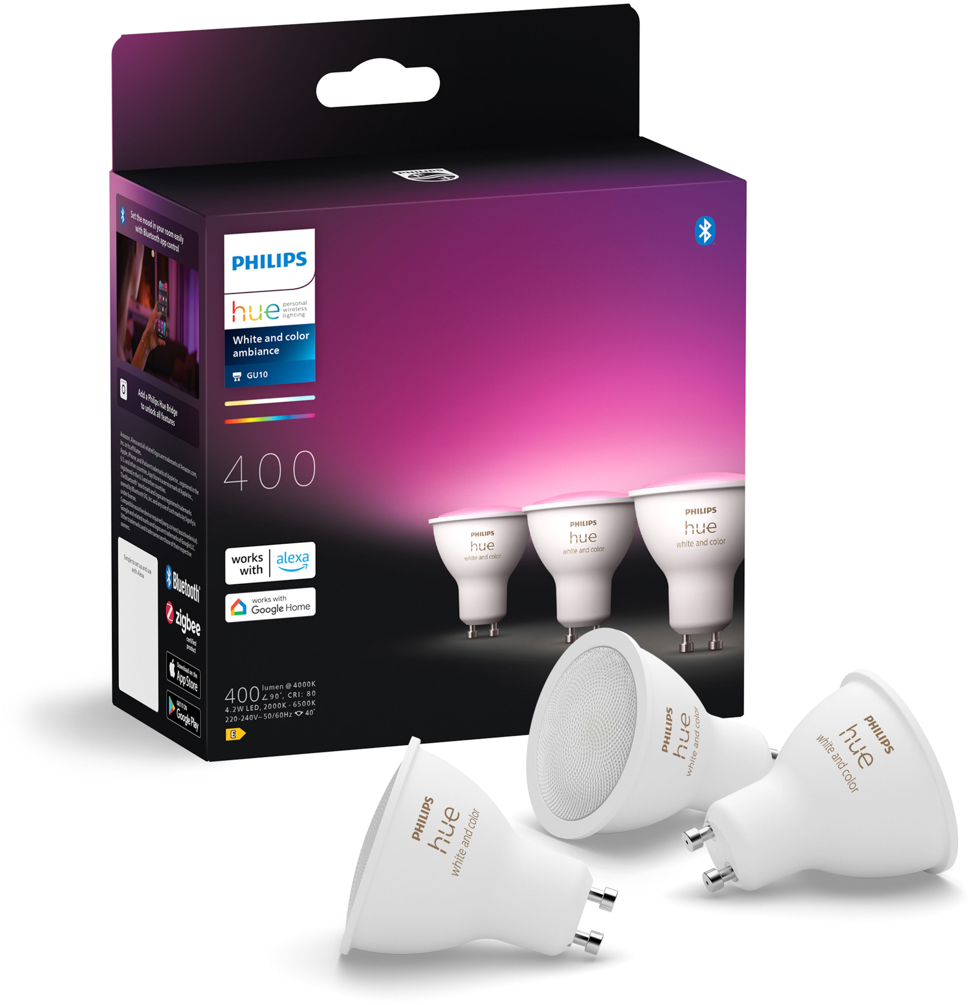 Philips Hue White and Color Ambiance 4,3 W 350 GU10 3 ks