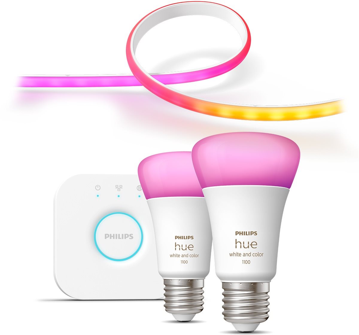 Philips Hue Gradient Lightstrip + White and Color Ambiance 9 W 1100 E27 malý promo starter kit