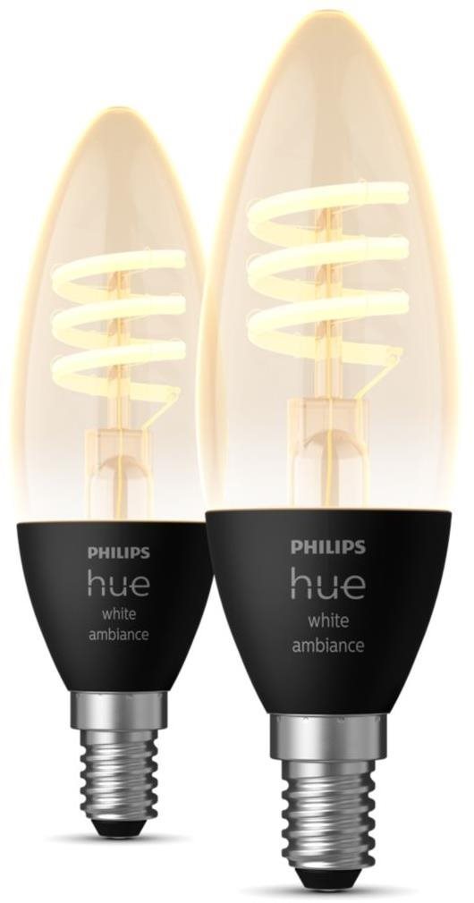 Philips Hue White Ambiance 4,6 W 550 Filament, sviečka E14 2 ks