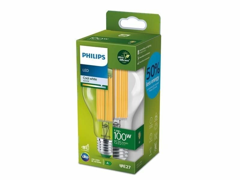 Philips LED 7,3 – 100 W, E27, 4000 K, A
