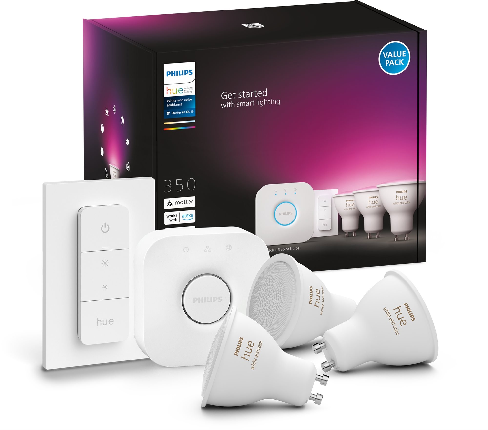 Philips Hue White and Color ambiance 5,7 W GU10 starter kit