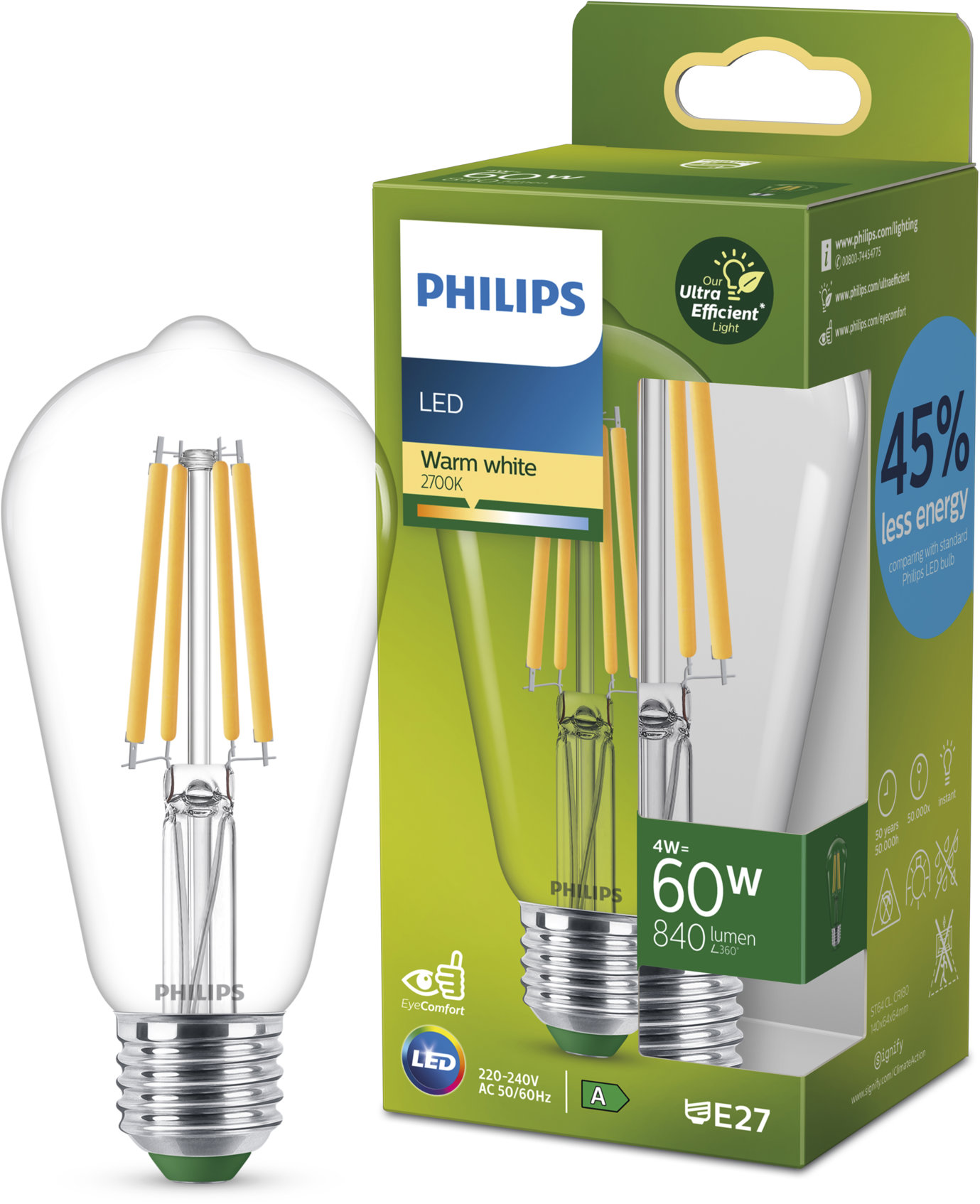 Philips LED 60W ST64 E27 2700K CL UE SRT4