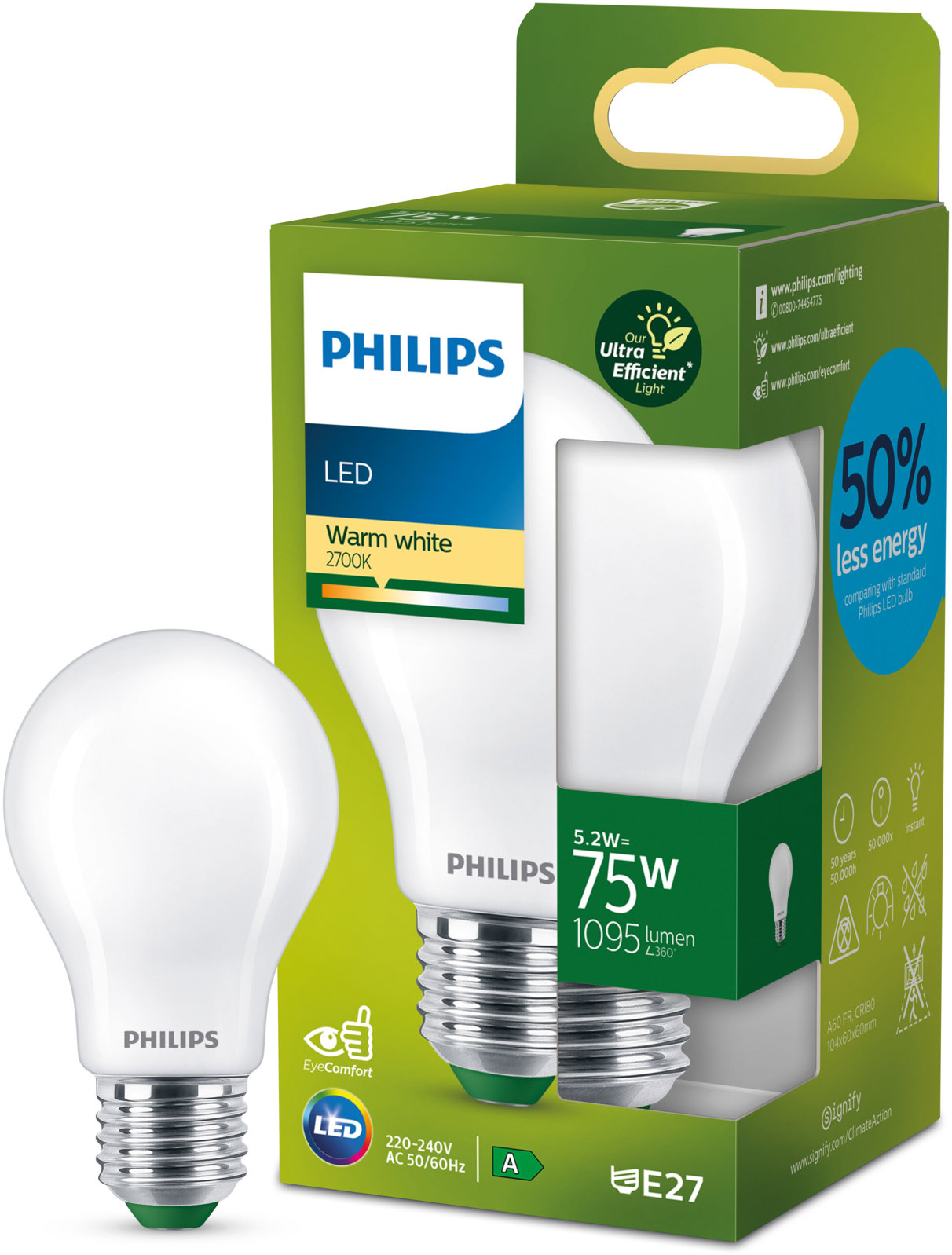 Philips LED 75W A60 E27 2700K FR UE SRT4
