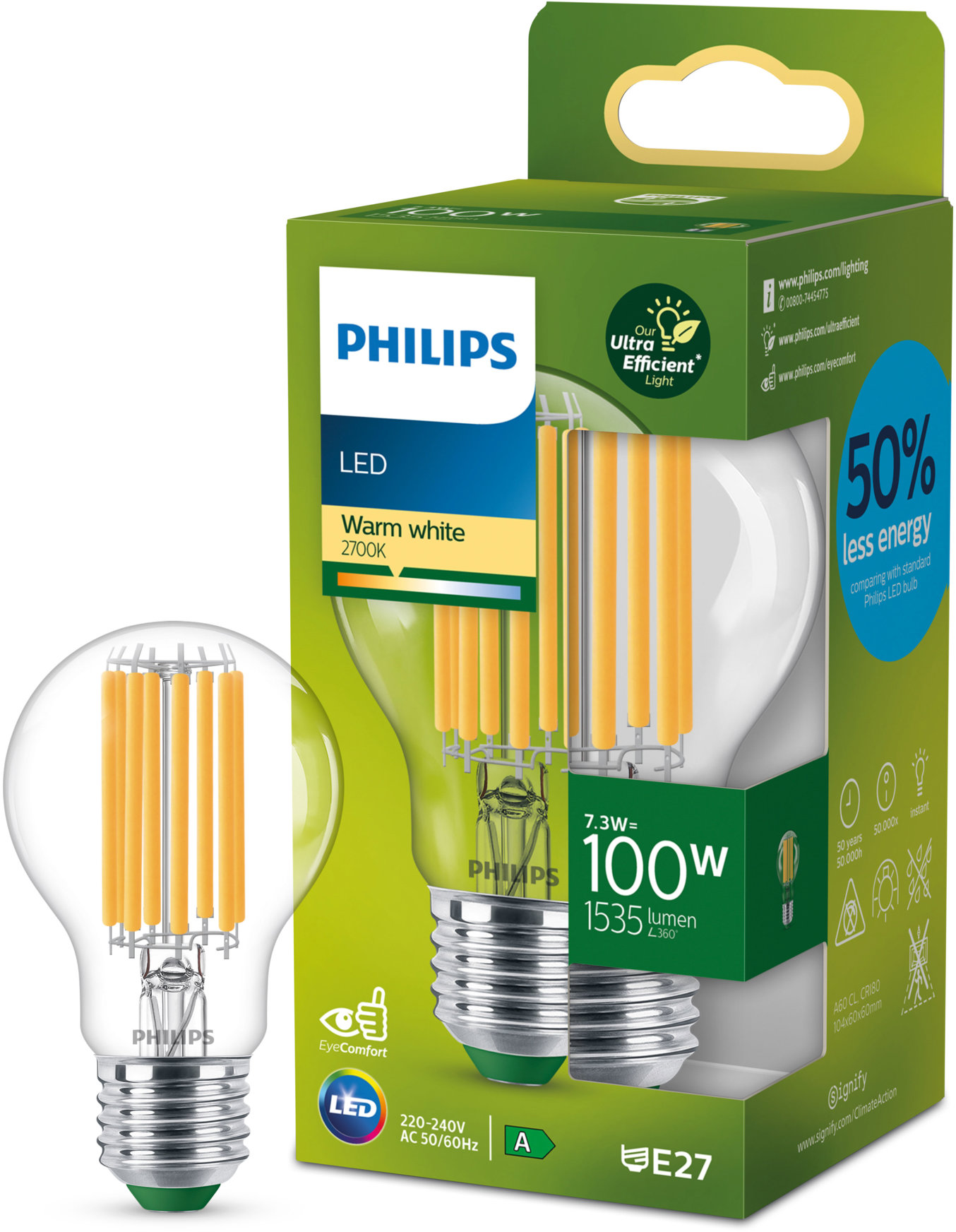 Philips LED 100WA60 E27 2700 K CL UE SRT4