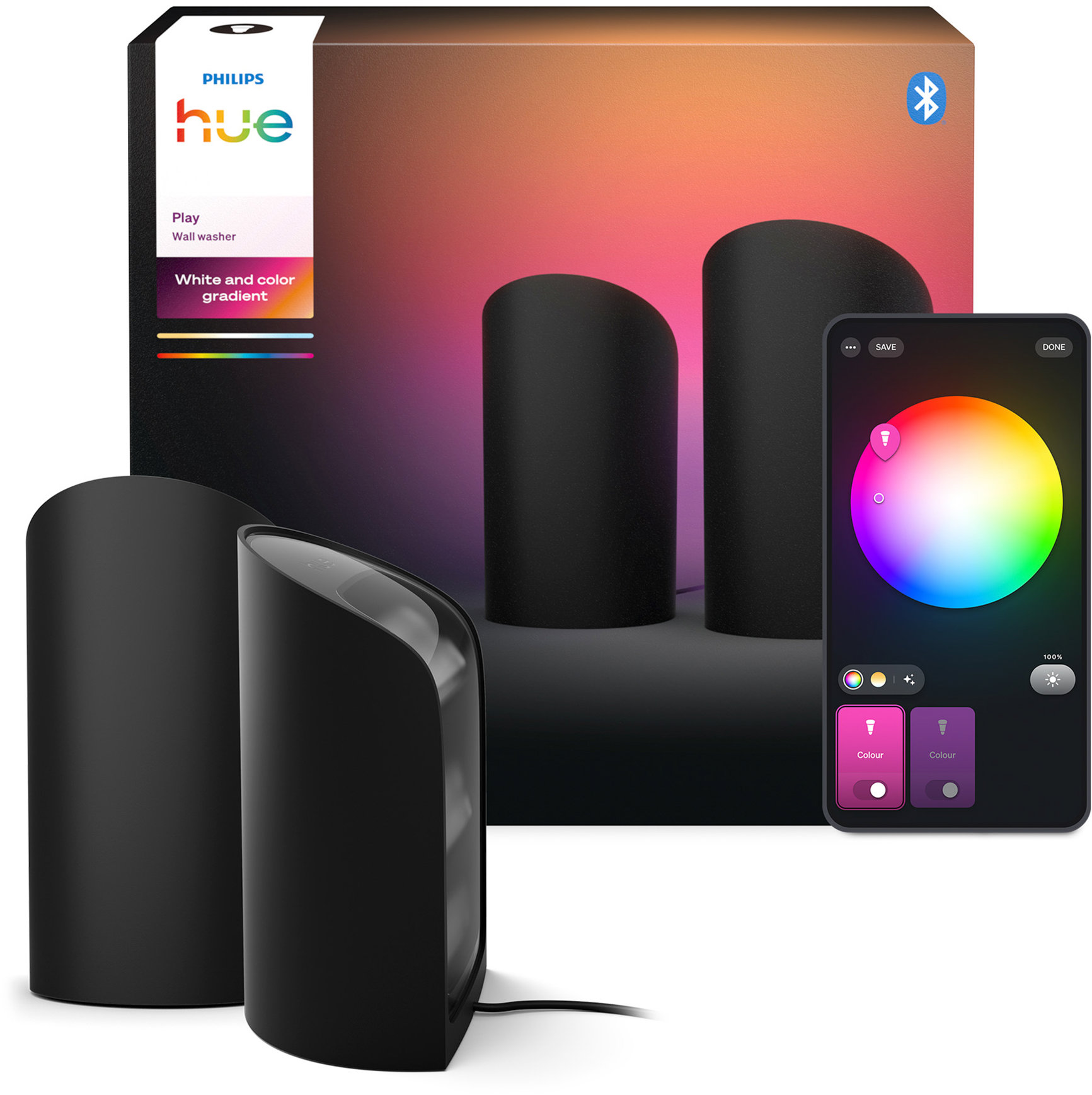 Philips Hue Wall washer 2-pack, čierna