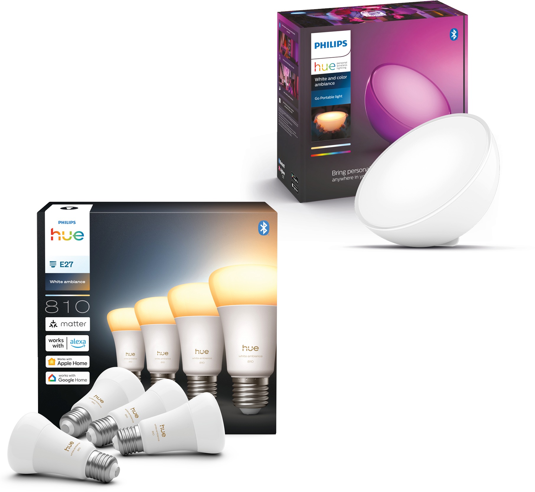 Philips Hue White Ambiance 6 W 810 E27 4ks + Hue GO v2