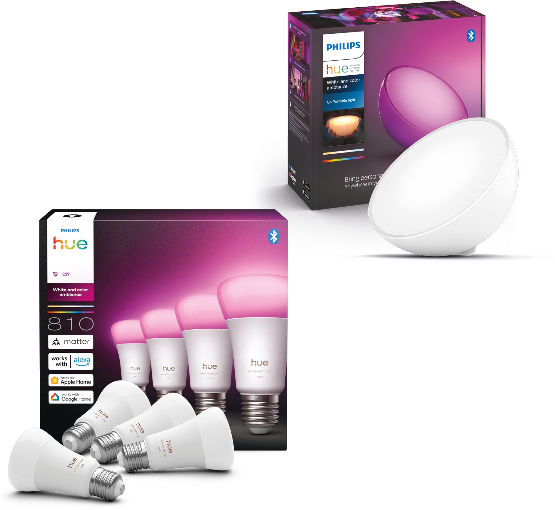 Philips Hue White and Color Ambiance 6 W 810 E27 4ks + Hue GO v2