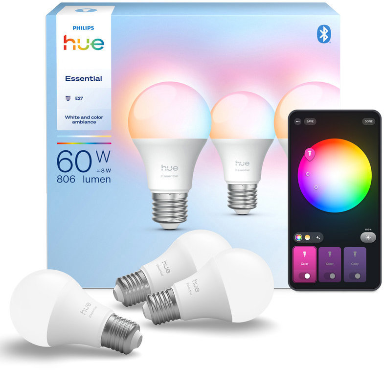 Philips Hue Essential White and Color Ambiance 8 W 806 E27 3 ks
