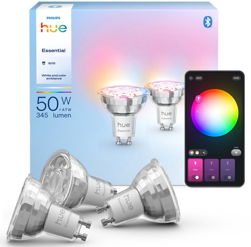 Philips Hue Essential White and Color Ambiance 4,7 W 345 GU10 3 ks