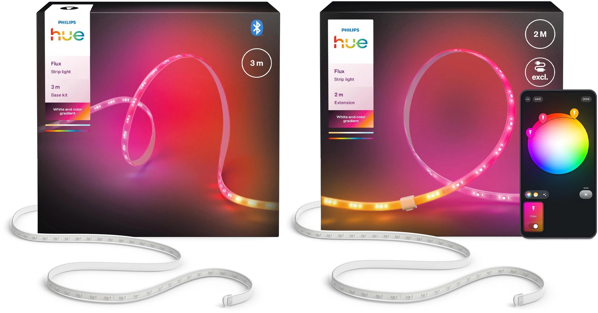 Philips Hue Flux strip light 3 m + Hue Flux Strip Light Extension 2 m