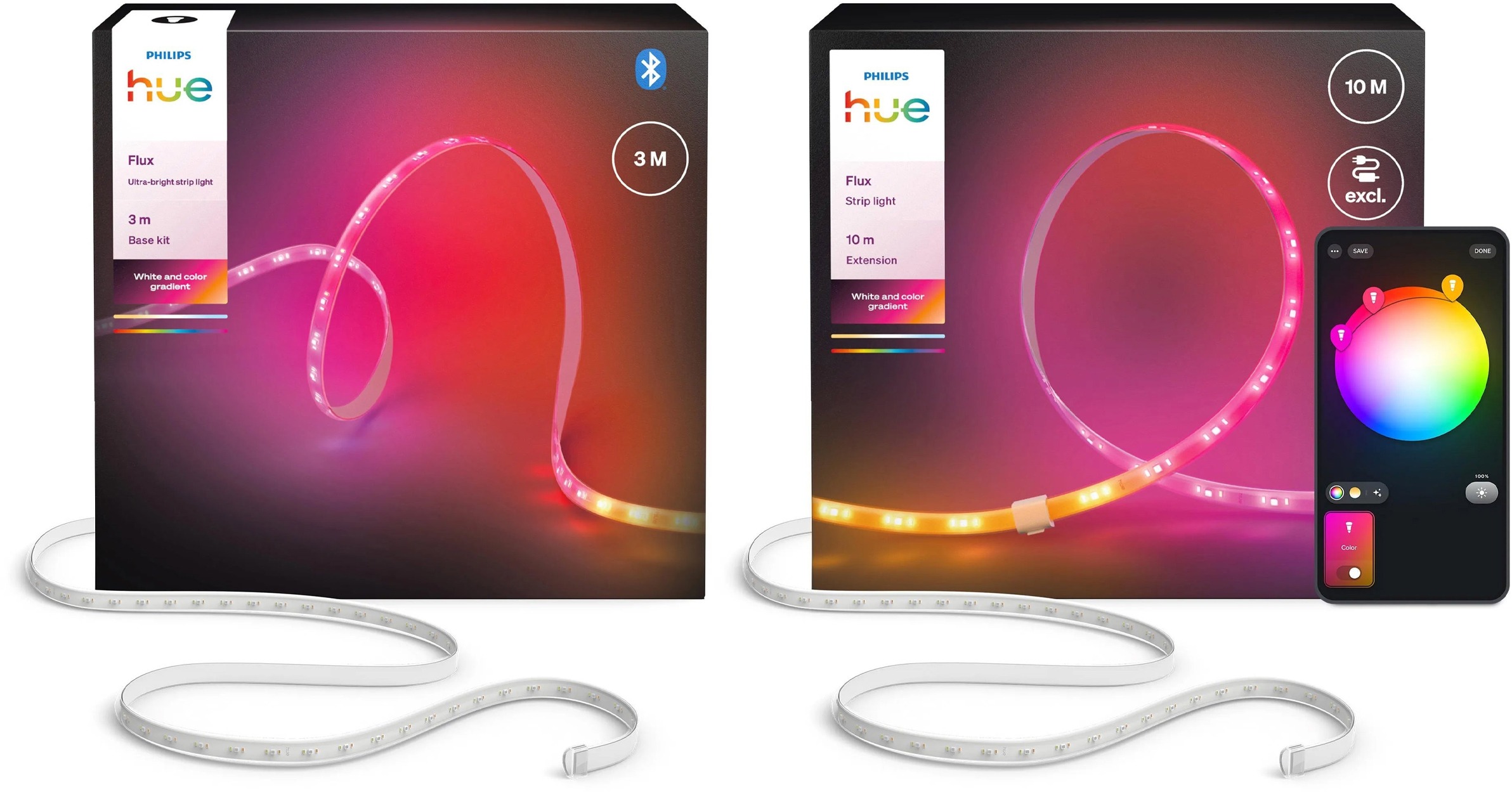 Philips Hue Flux Ultra Bright Strip Light 3 m + Hue Flux Strip Light Extension 10 m