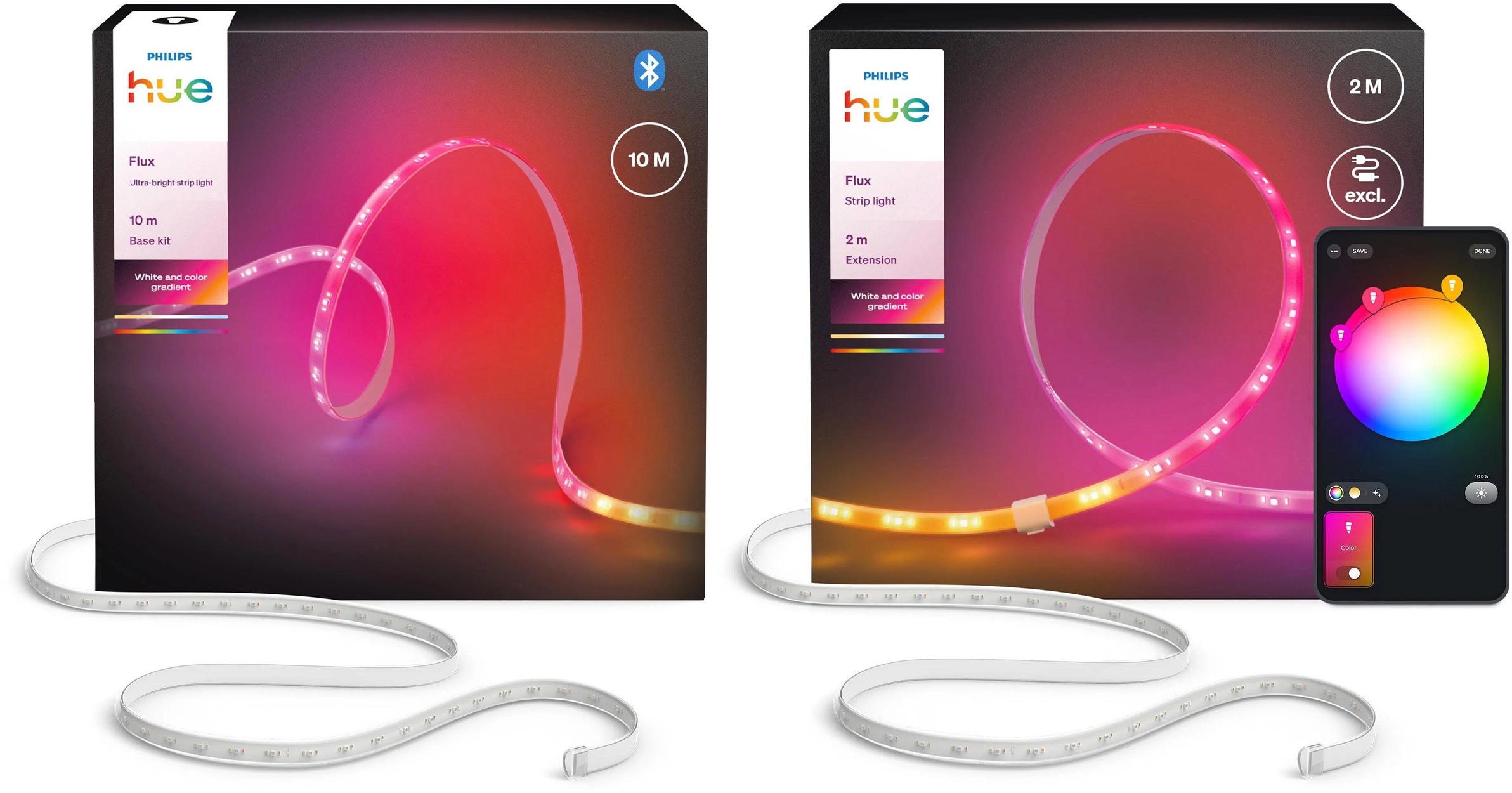Philips Hue Flux Ultra Bright Strip Light 10 m + Hue Flux Strip Light Extension 2 m