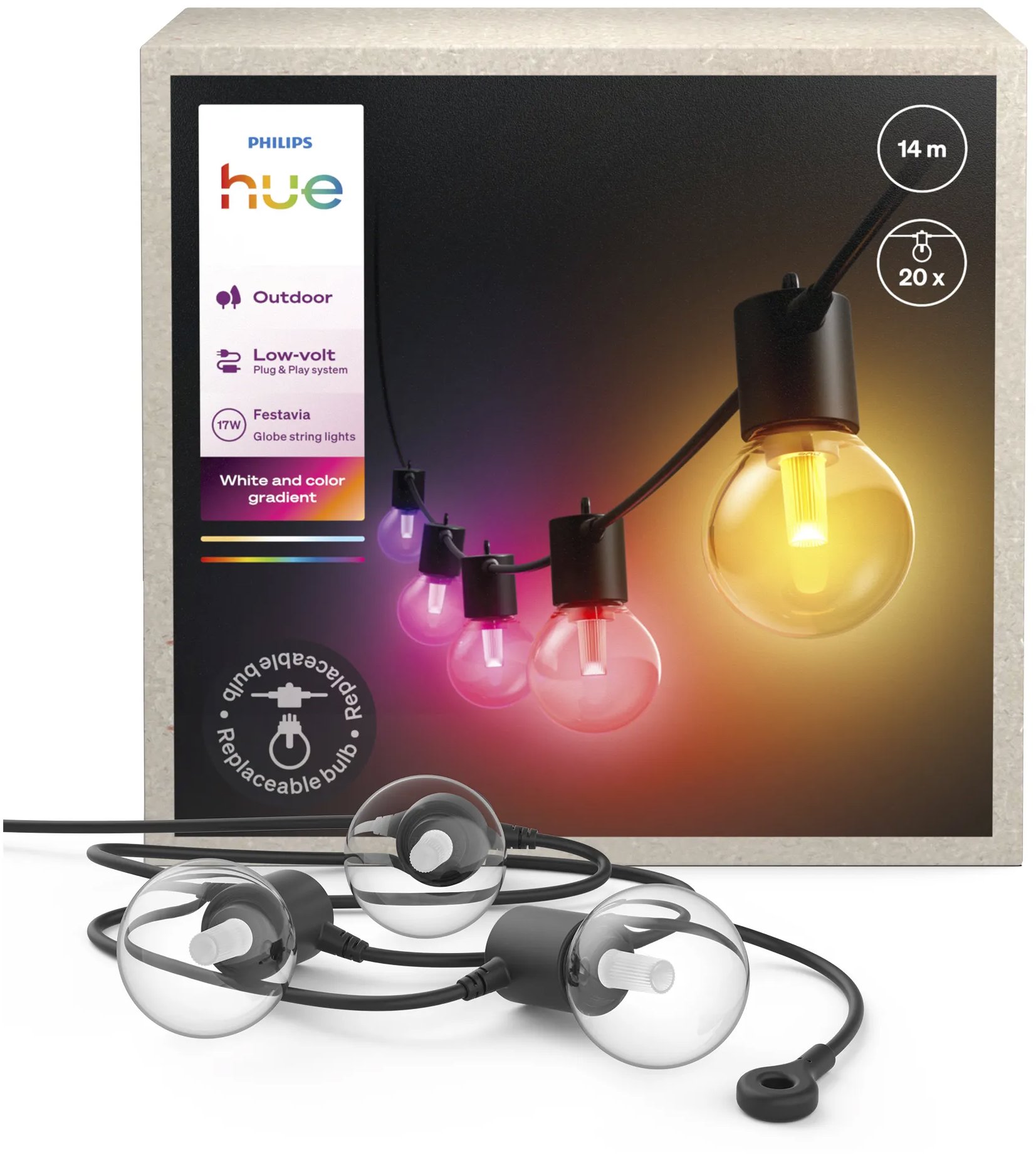 Philips Festavia Hue globe string 14 m 20 bulb
