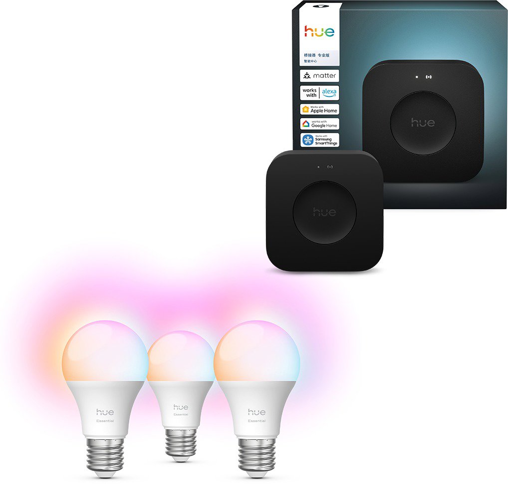 Philips Hue Bridge Pro + Philips Hue Essential White and Color Ambiance 8 W 806 E27 3 ks