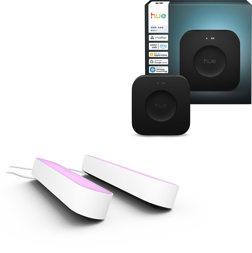 Philips Hue Bridge Pro + Philips Hue White and Color Ambiance Play Double pack White