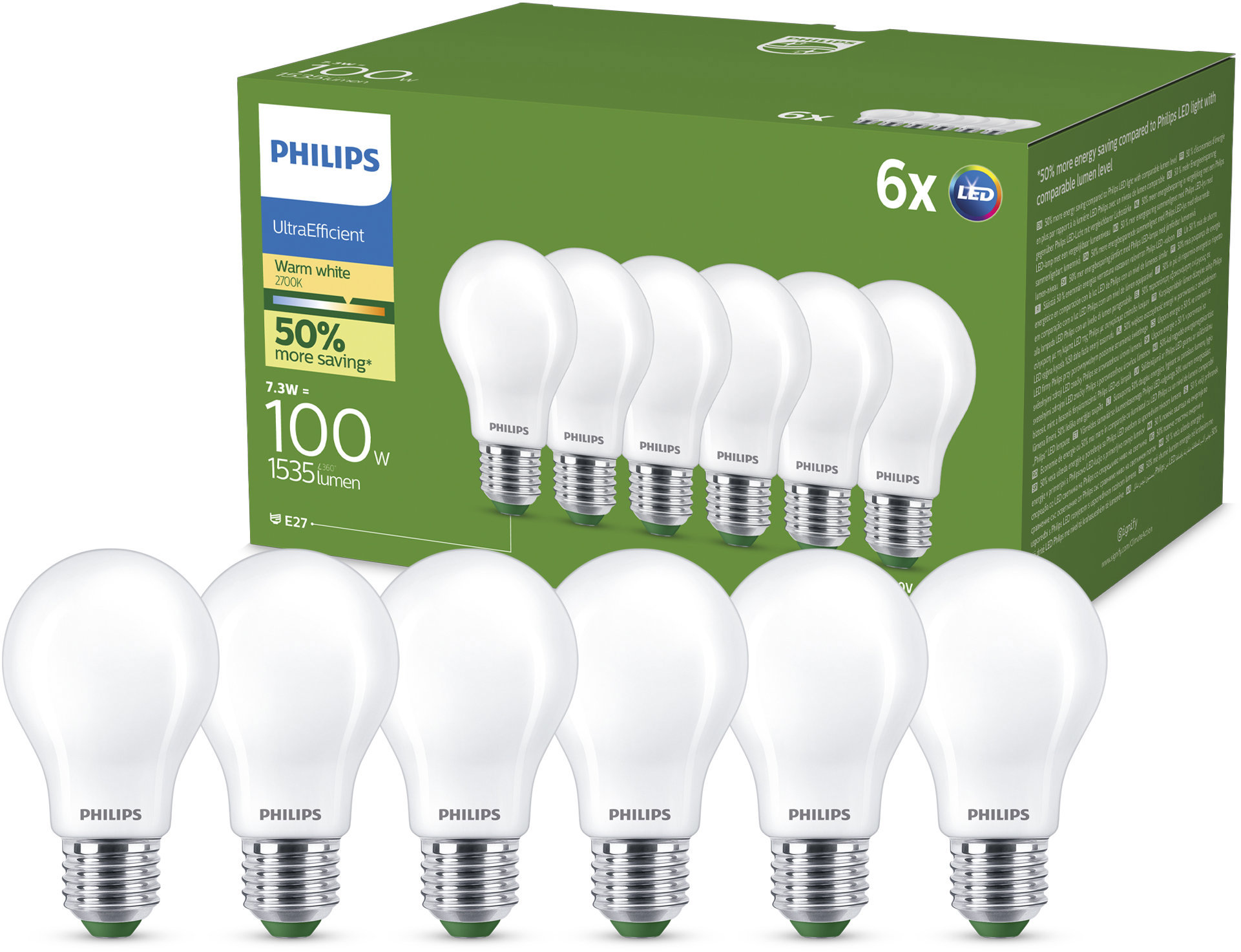 Philips LED CLA A60 100 W E27 WW FR ND UE, 6 ks