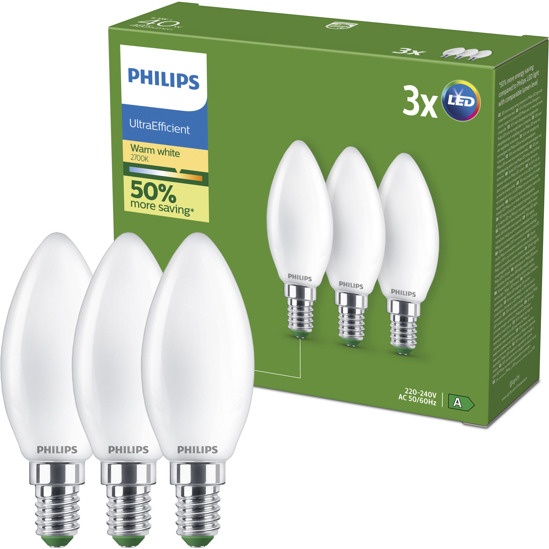 Philips LED CLA 40 W B35 E14 WW FR ND UE
