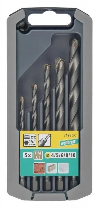 WOLFCRAFT – Vrták do kameňa HM 3 – 10 mm, súprava 6 ks