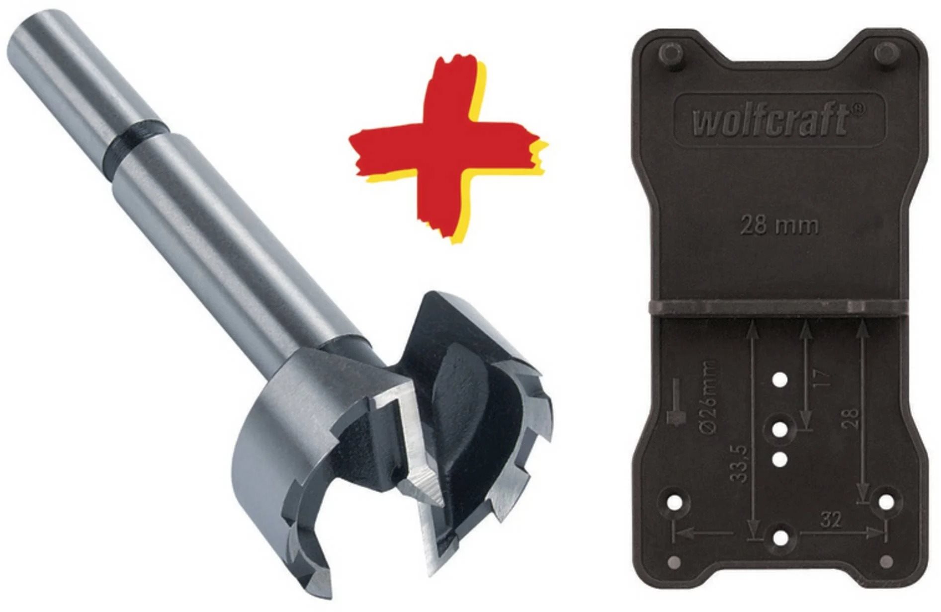 WOLFCRAFT – Vrták Forstnerov 35 × 90 mm a vŕtacia pomôcka, sada