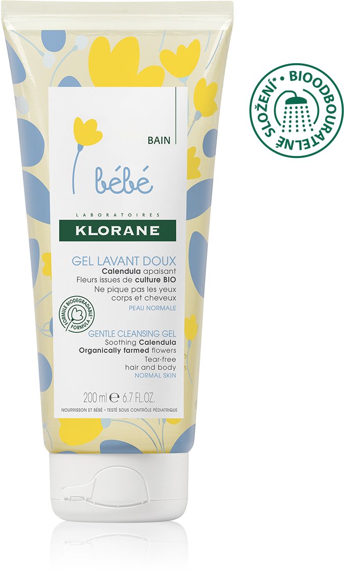 Klorane Bébé Jemný umývací gél na telo a vlasy 200 ml